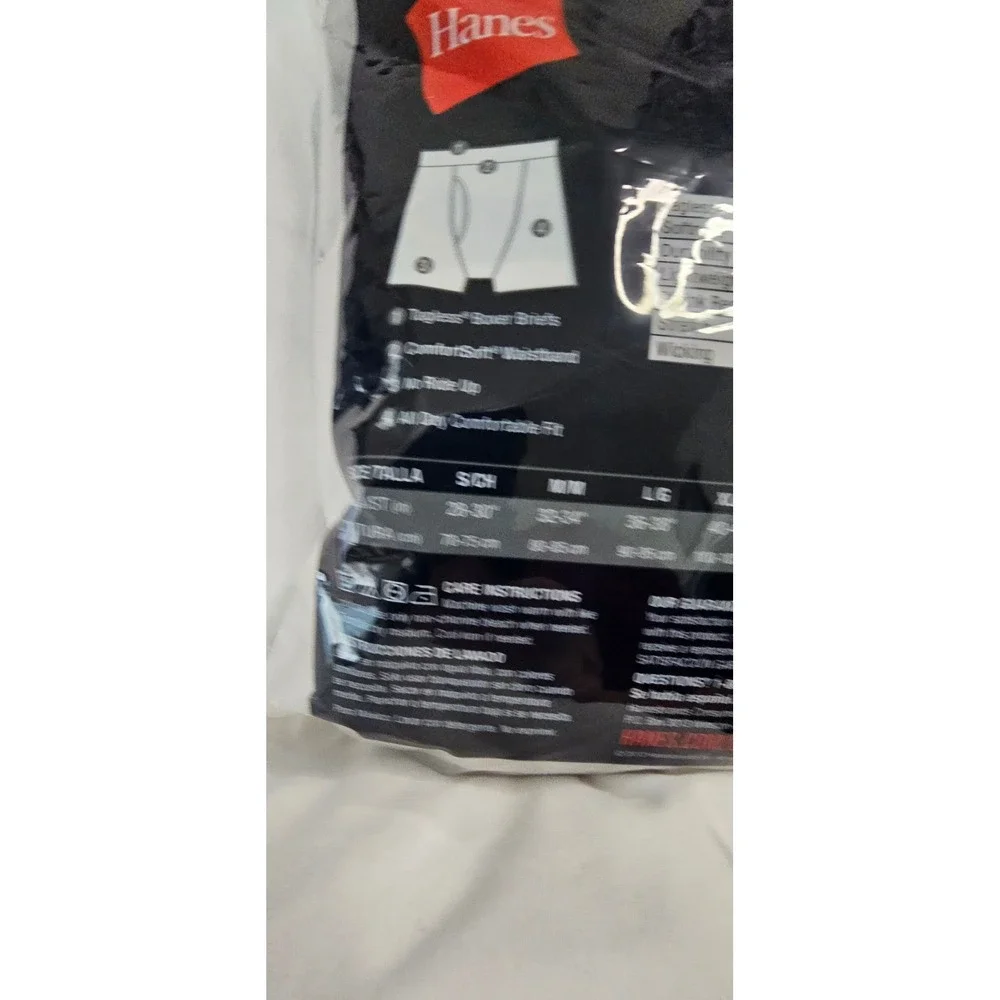 NWT Hanes 4 Pack Tagless Boxer Briefs Mens Medium 32-34 Black Grey Blue J746C4‎
